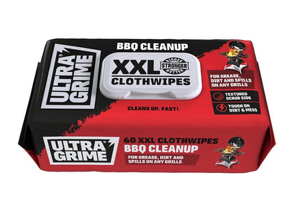 UltraGrime BBQ Cleaning Wet Wipes Tougher Multi-Purpose Heavy-Duty Textured Barbecue Scrubbing Cloths (60 Thick XX-Large Wipes)