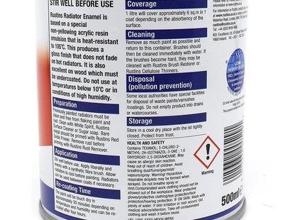 Rustins Quick Drying Radiator Enamel Gloss - Grey 500ml - Durable, Long-Lasting Finish for Radiators That Stands the Test of Time