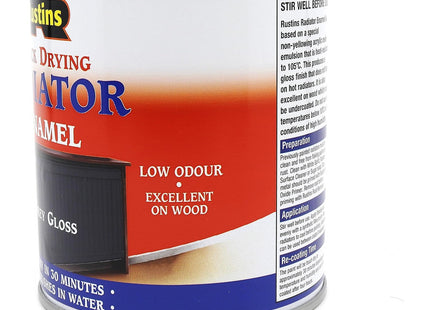 Rustins Quick Drying Radiator Enamel Gloss - Grey 500ml - Durable, Long-Lasting Finish for Radiators That Stands the Test of Time