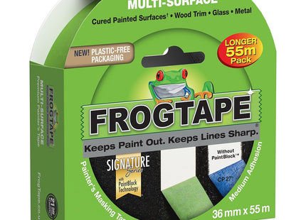 Shurtape Frog Tape Green Multi Surface Painters Masking Tape, Indoor Painting and Decorating For Sharp Lines and No Paint Bleed 36mm x 55m