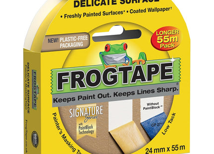 Shurtape Frog Tape Yellow Delicate Surface Painters Masking Tape 24mm x 55m. Indoor painting and decorating for sharp lines and no paint bleed