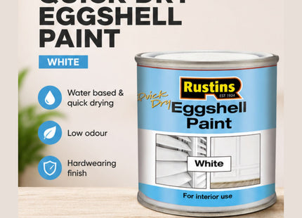 Rustins Quick Dry Eggshell Paint White 250ml