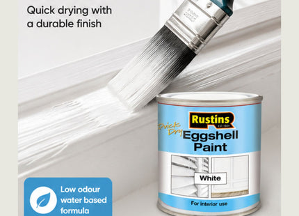 Rustins Quick Dry Eggshell Paint White 250ml