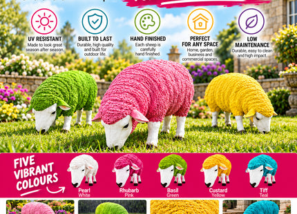 Ewe-Neek Decorative Grazing Sheep Garden Ornament - Custard The Yellow Sheep