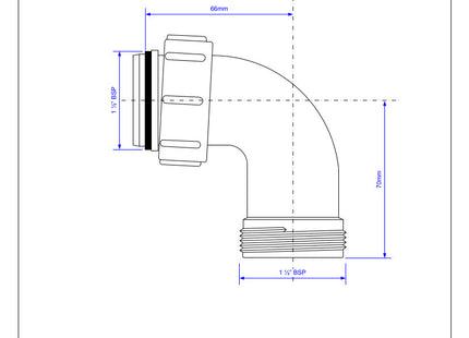 McAlpine T1 1½" 90° Bend - BSP Male Thread x BSP Coupling Nut