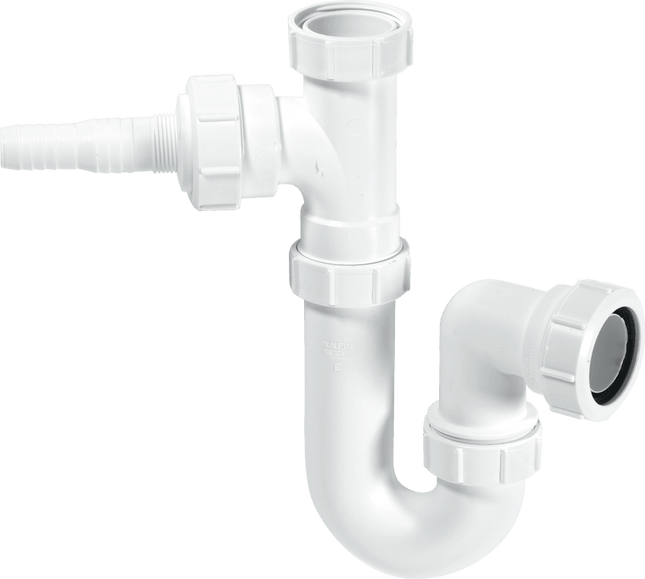 McAlpine WM1 75mm Water Seal Tubular Swivel 'P' Trap with 1½" Multifit Outlet and inlet connection for the discharge from a domestic appliance