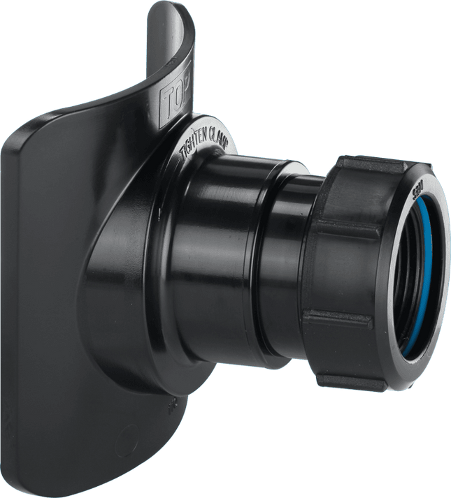 McAlpine BOSSCONN82Z-BL Black Mechanical Soil Pipe Boss Connector for 57mm hole saw size, supplied with fixing tool and suitable for 4"/110mm soil pipe