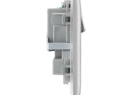 BG Electrical Brushed Chrome 13 Amp 2 Gang Switched Socket - NBS22G-01