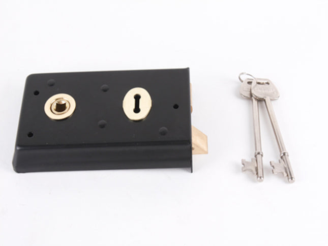 Unifix Narrow Style Rimlock Reverse Black To Pass - 140mm x 76mm - 9KXRIM/130 - Secure Your Doors