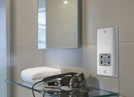 BG Electrical Brushed Chrome Shaver Socket 240V/110V - NBS20G-01