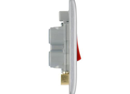 BG Electrical Brushed Chrome 45A Double Pole Switch/Neon - NBS74-01