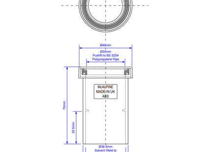 McAlpine S18-ABS 1¼" Straight Connector - Pushfit x Solvent-Weld