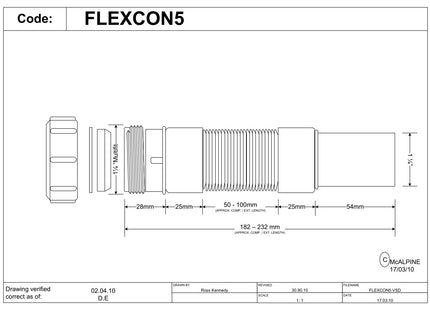 McAlpine FLEXCON5 1¼" Flexible Fitting - Universal x Plain Spigot