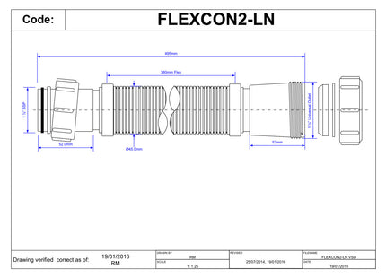 McAlpine FLEXCON2-LN 1½" Flexible Connector - Universal x BSP Coupling Nut