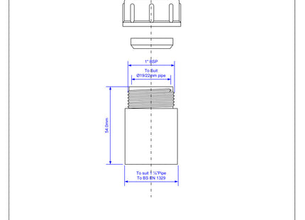 McAlpine R16-GR 1¼" x 19/23mm Reducer in ABS Grey