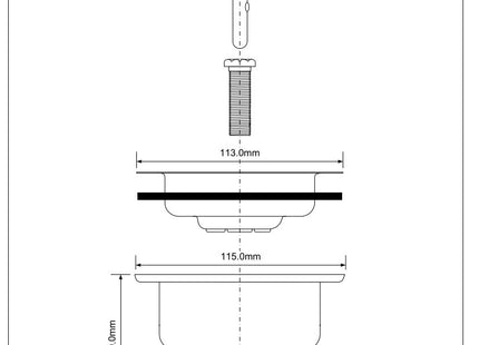 McAlpine BSWPVD 1½" Basket Strainer Waste: 113mm Stainless Steel Flange: Stemball Plug: Centre Pin Model