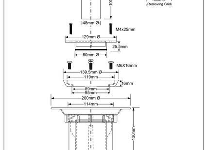 McAlpine TSG2SS-SL-NSC 75mm Water Seal Trapped Gully, Clamp Ring and Cover Plate, 110mm or 2" Vertical Solvent Spigot Outlet