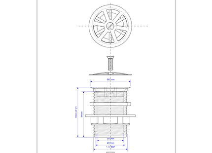 McAlpine 1.5" Stainless Steel Flange Shower Waste 60mm x 70mm Tail CSWU3P