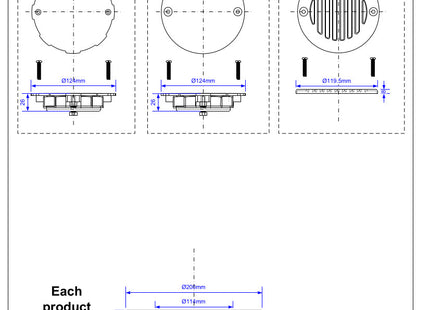 McAlpine USG1SS-SL-NSC Untrapped Gully, Clamp Ring and Cover Plate, 22mm Horizontal Plain Outlet for use with pumped waste