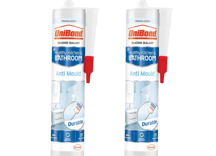 Unibond Anti-Mould Kitchen & Bathroom Sealant Cartridge Translucent 274G (Pack of 2)