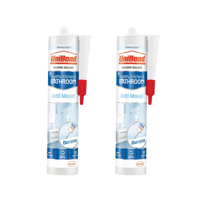 Unibond Anti-Mould Kitchen & Bathroom Sealant Cartridge Translucent 274G (Pack of 2)