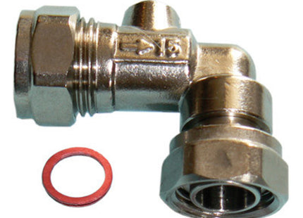 Primaflow QS Service Valve Angle 15mm x 1/2" Chrome - 304829 - Ideal for Plumbing Isolation