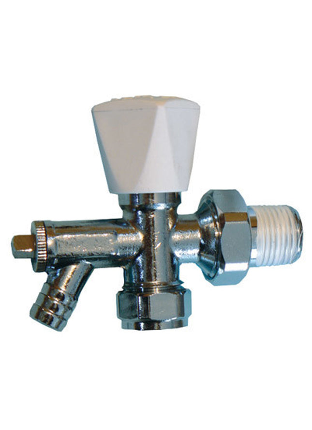 Primaflow 15Mm Angled Rad Valve With Drain Off - 312863 - Perfect for Radiator Systems