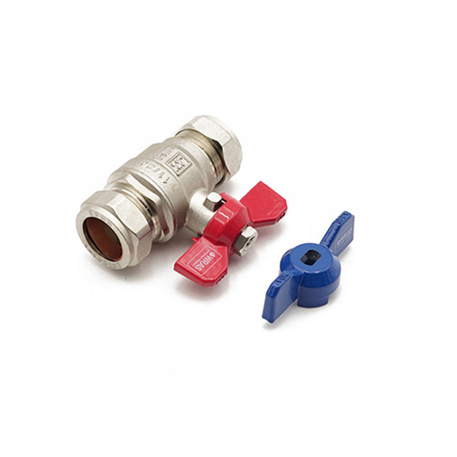 Primaflow T-Bar Valve 22mm Red and Blue Handles - WRAS Approved
