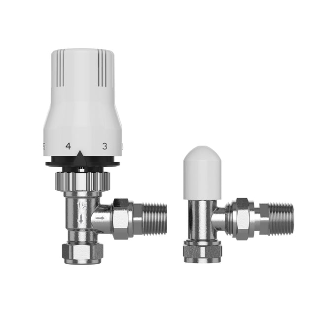 Pro Classic Angled Thermostatic Radiator Valve with Lockshield 15mm