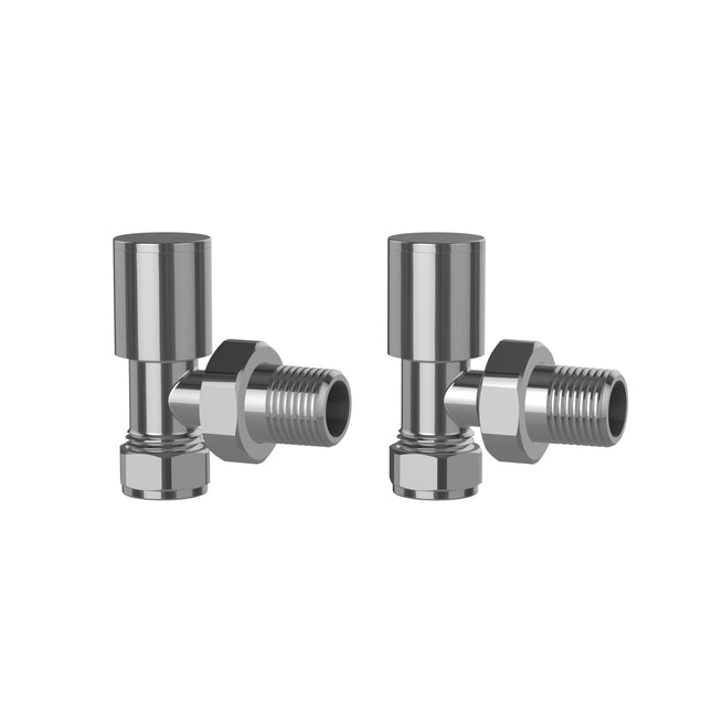 Pro Plus Chrome Radiator Valve Angled Pair Round Handwheel