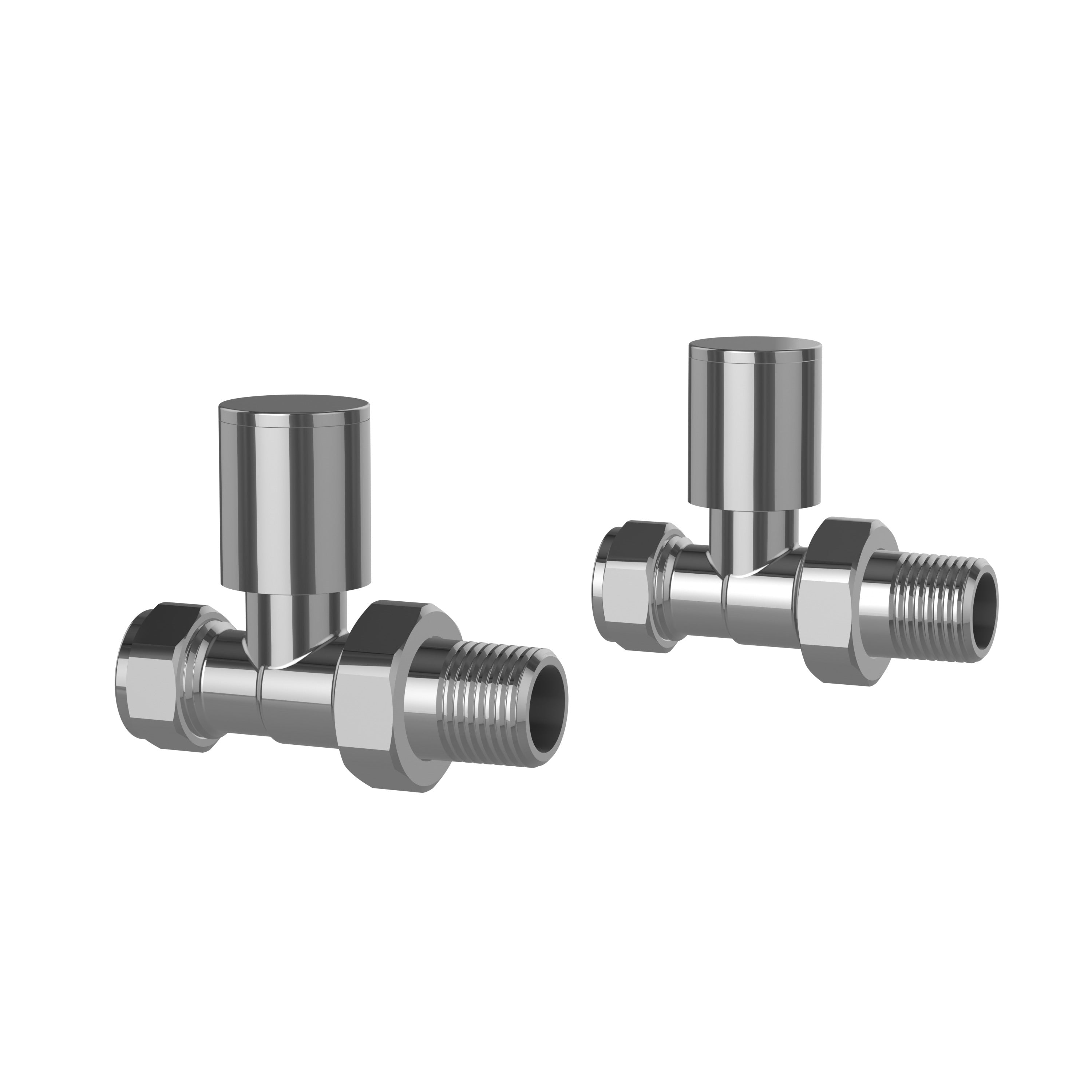 Pro Plus Chrome Radiator Valve Straight Pair Round Handwheel ...