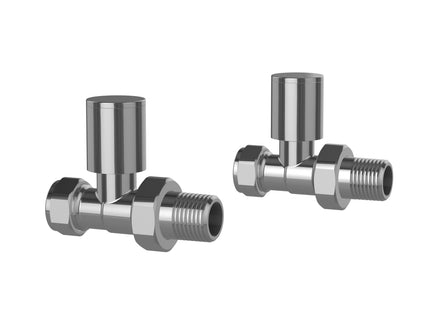 Pro Plus Chrome Radiator Valve Straight Pair Round Handwheel