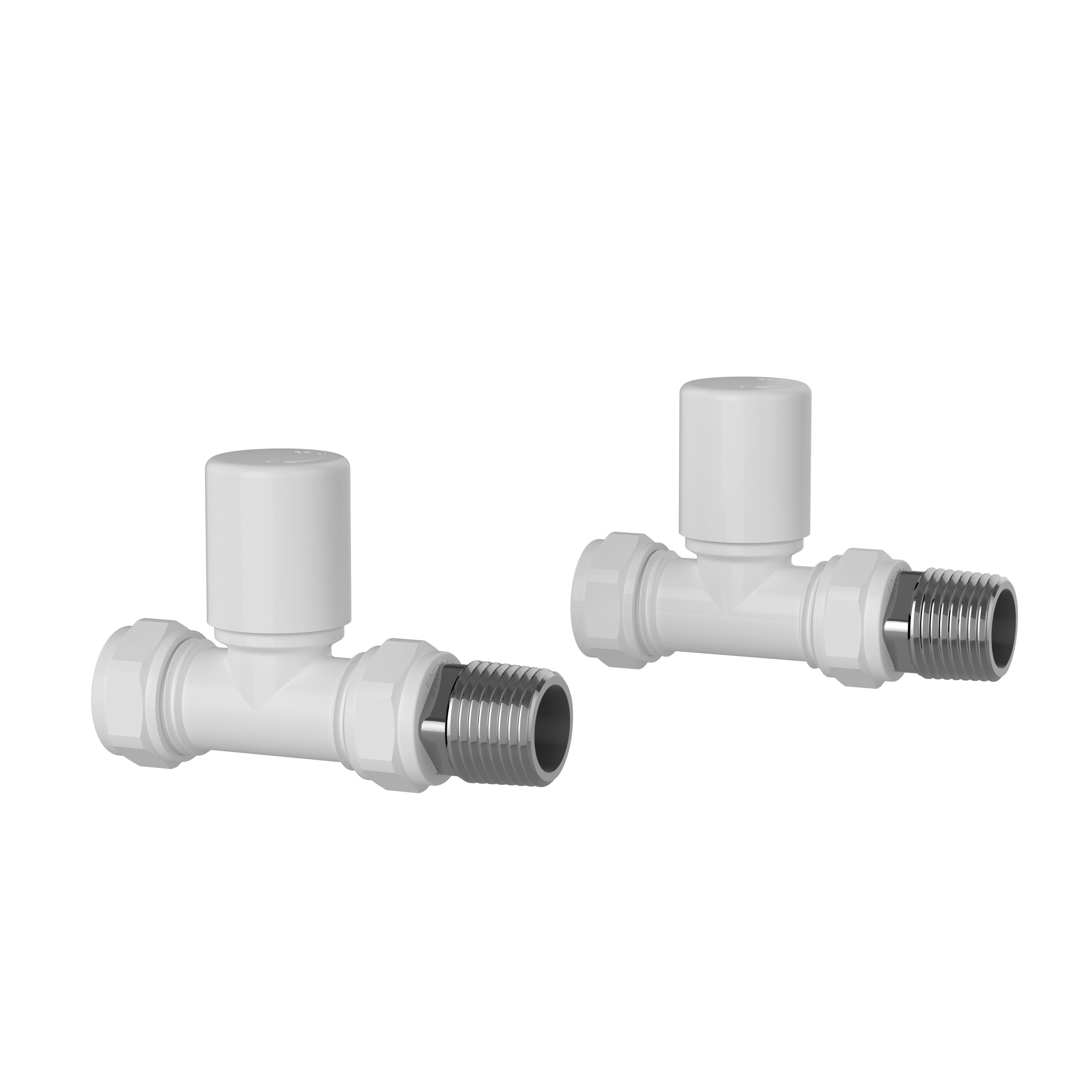 Pro Plus White Radiator Valve Straight Pair Round Handwheel ...