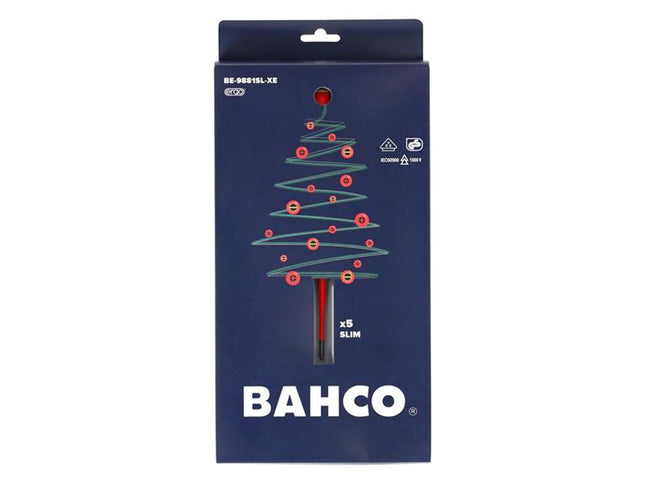 Bahco Xmas Be-9881Sl Ergo Slim Vde Insulated Screwdriver Set, 5 Piece