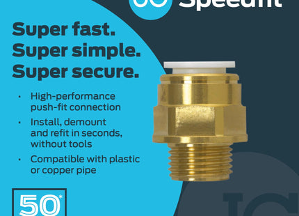 John Guest Speedfit Brass Coupler 22mm X 3/4" Male BSP