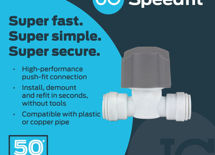 John Guest Speedfit Pre Pack Plastic Stop Valve15mm 15STV/2P