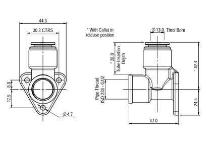 John Guest Speedfit Brass Back Plate Elbow (Short neck) 15mm X 1/2 15WB2