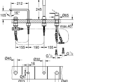 Grohe Lineare 4H Bath Filler - Brushed Hard Graphite - 19577AL1