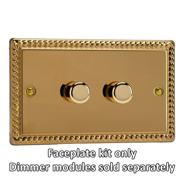 Varilight 2-Gang Matrix Kit For Rotary Dimmers (Twin Plate) Georgian Brass Finish