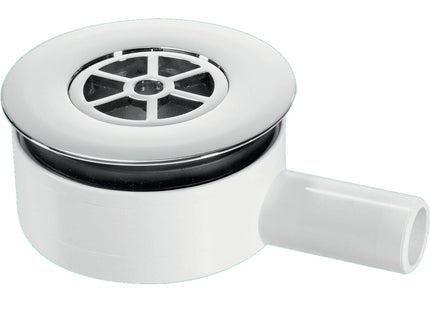 McAlpine UPSW-3-22MM Pumped Shower Waste Outlet: 70mm Chrome Plated Brass Flange with Top Access x 22mm Plain Tail Outlet