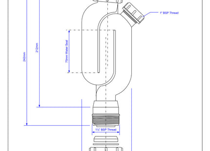 McAlpine X10 75mm Water Seal Straight Through Trap with 1¼" Multifit Outlet and Cleaning Eye