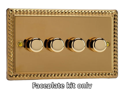 Varilight 4-Gang Matrix Kit For Rotary Dimmers (Twin Plate) Georgian Brass Finish