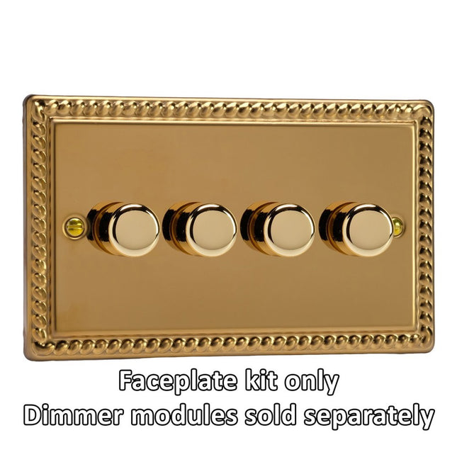 Varilight 4-Gang Matrix Kit For Rotary Dimmers (Twin Plate) Georgian Brass Finish