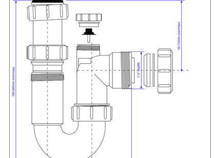 McAlpine ASC10V 75mm Water Seal Adjustable Inlet Tubular Swivel Anti-Syphon (Silentrap) 'P' Trap with Universal Outlet