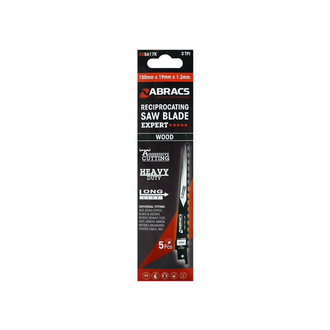 Abracs Reciprocating Saw Blade For Wood - 150 x 19 x 1.20mm