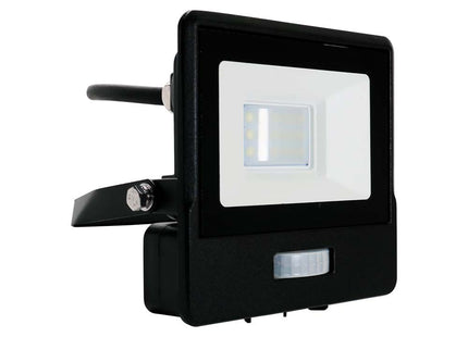 V-Tac Lumi Vt-118S-1 10W Pir Sensor Floodlight Samsung Chip & 1M Cable 4000K Black Body