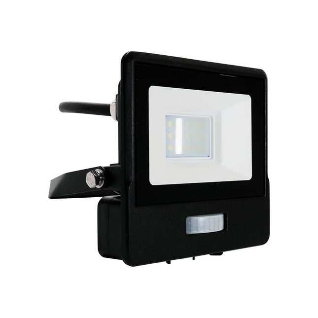 V-Tac Lumi Vt-118S-1 10W Pir Sensor Floodlight Samsung Chip & 1M Cable 4000K Black Body
