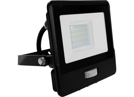 V-Tac Lumi Vt-128S-1 20W Pir Sensor Floodlight Samsung Chip & 1M Cable 4000K Black Body