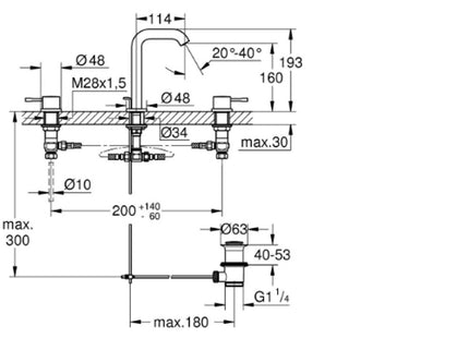 Grohe Essence 3H Deck Mounted Basin Mixer Chrome - 20296001