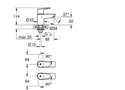 Bauedge Pillar Tap Pair Chrome - 2042110M - Stylish and Functional